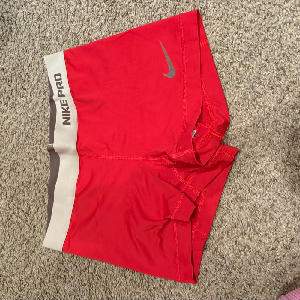 Nike Red and Gray Pro Shorts